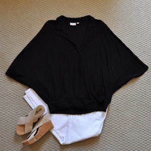 Anthropologie Black Dolman Sleeve Top | Size S-M